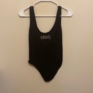 Black rhinestone bodysuit